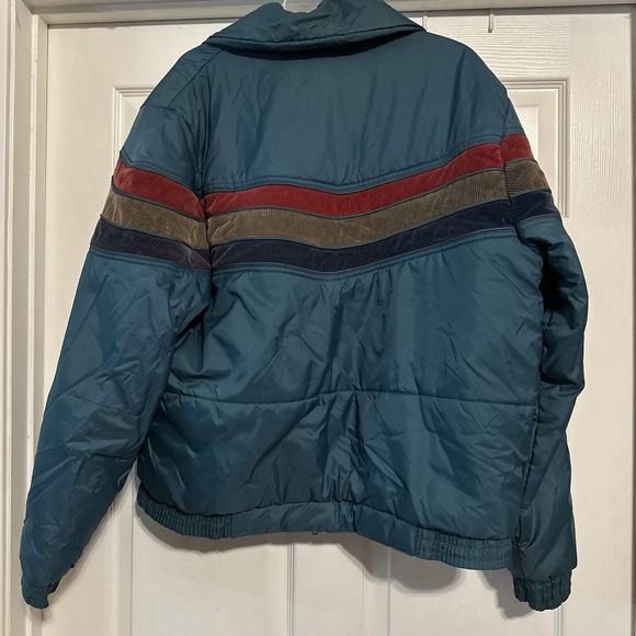 Vintage 90's OP Ocean Pacific Puffer Jacket Corduroy Large Retro Ski Coat - Picture 5 of 7